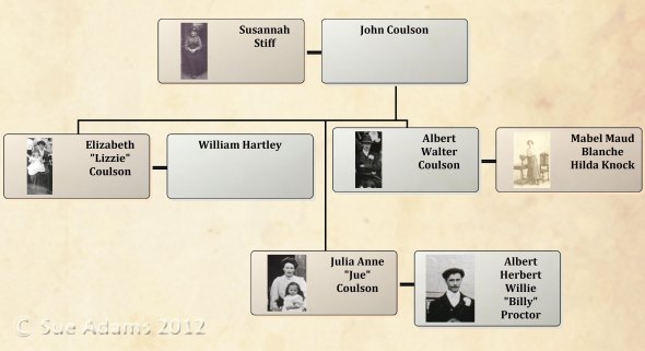 Relationship of Julia Ann Coulson & Albert Herbert Willie Proctor to the witnesses of thier marriage